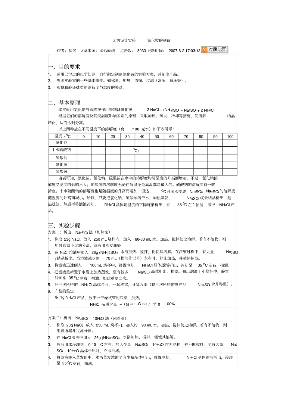 氯化铵的制备_第1页