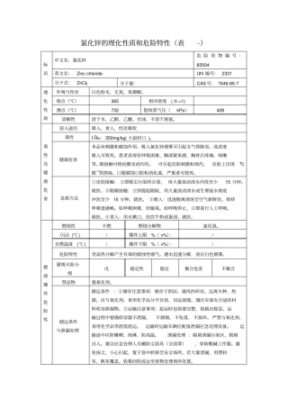 氯化锌的理化性质和危险特性表-
