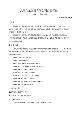 氯碱工艺规程