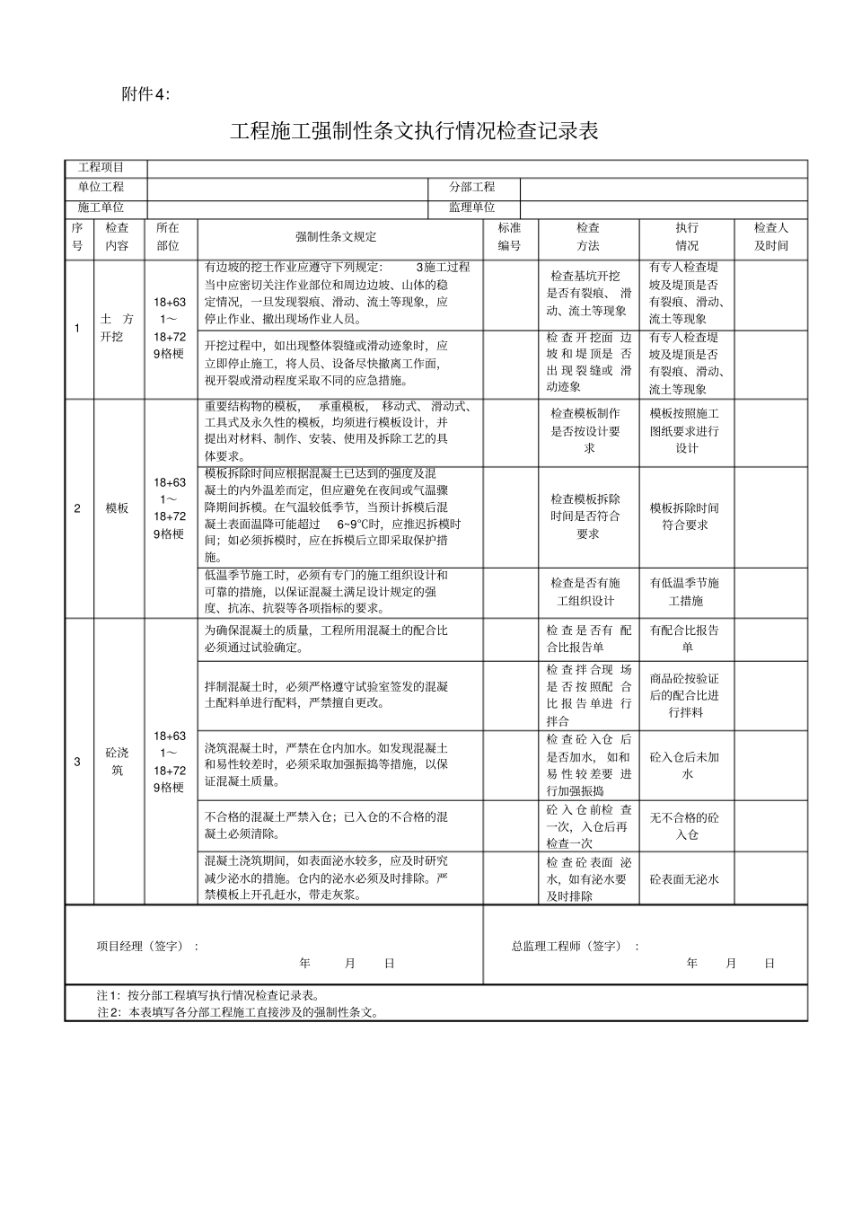 水利工程强制性条文执行计划表_第1页