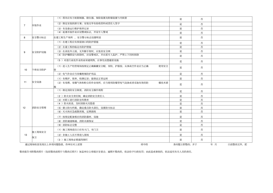水利工程施工现场安全生产检查表_第2页
