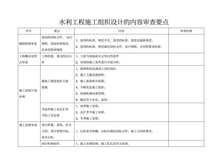 水利工程施工组织设计内容审查要点_第1页