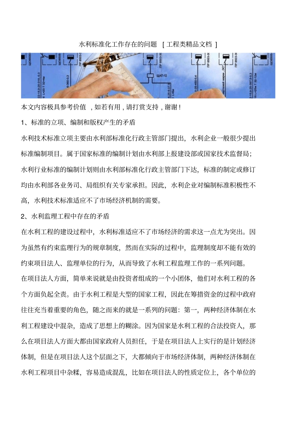 水利标准化工作存在的问题工程类精品文档_第1页