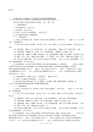 水利水电工程施工总承包企业资质等级标准