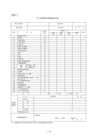 水利水电工程施工质量检验与评定规程有关表格