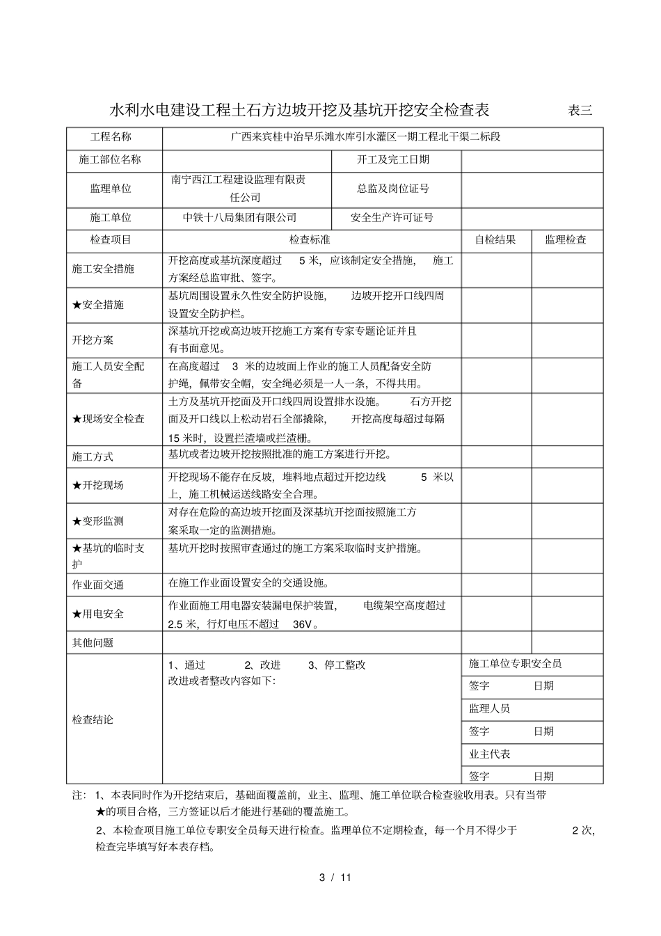 水利水电建设工程安全生产检查表_第3页