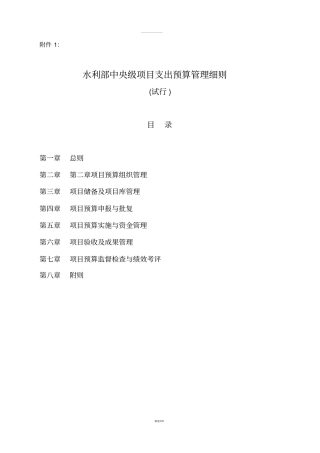 水利部中央级项目支出预算管理细则试行