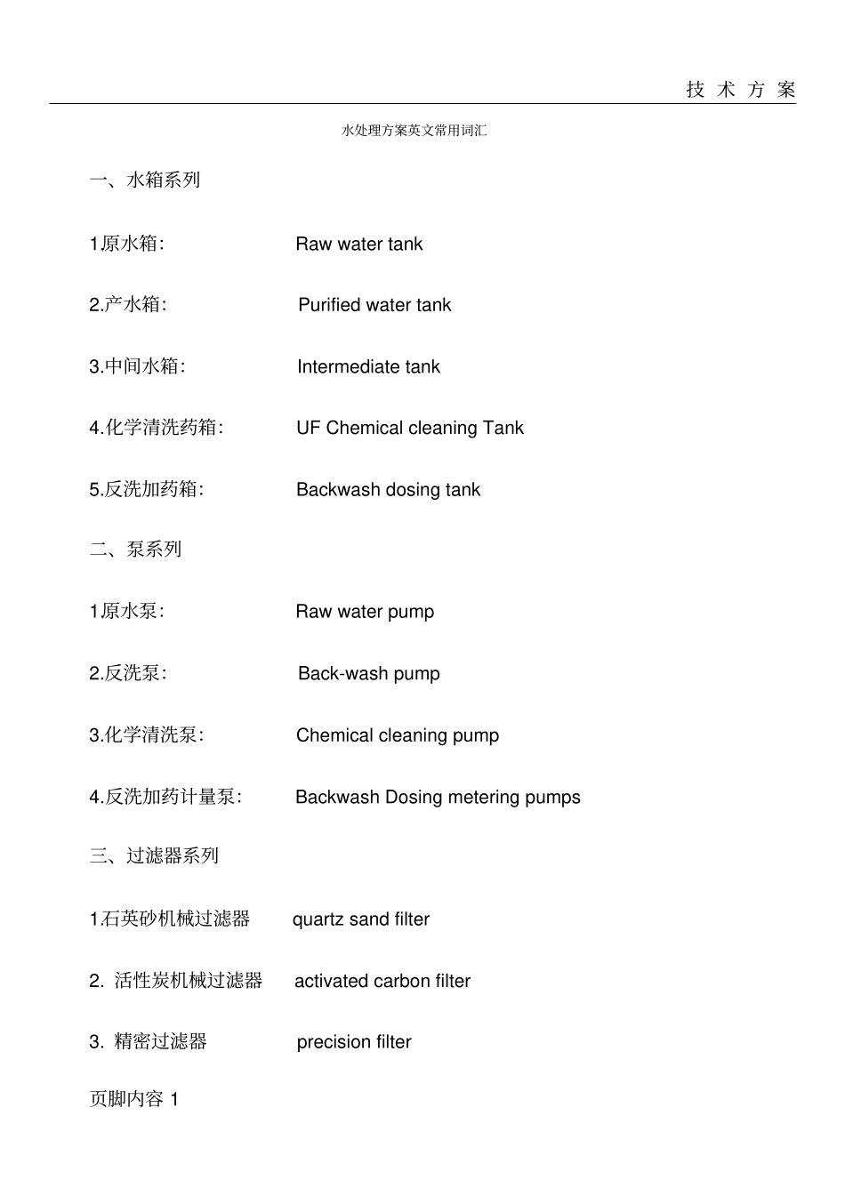 水处理方案常用英文词汇_第1页