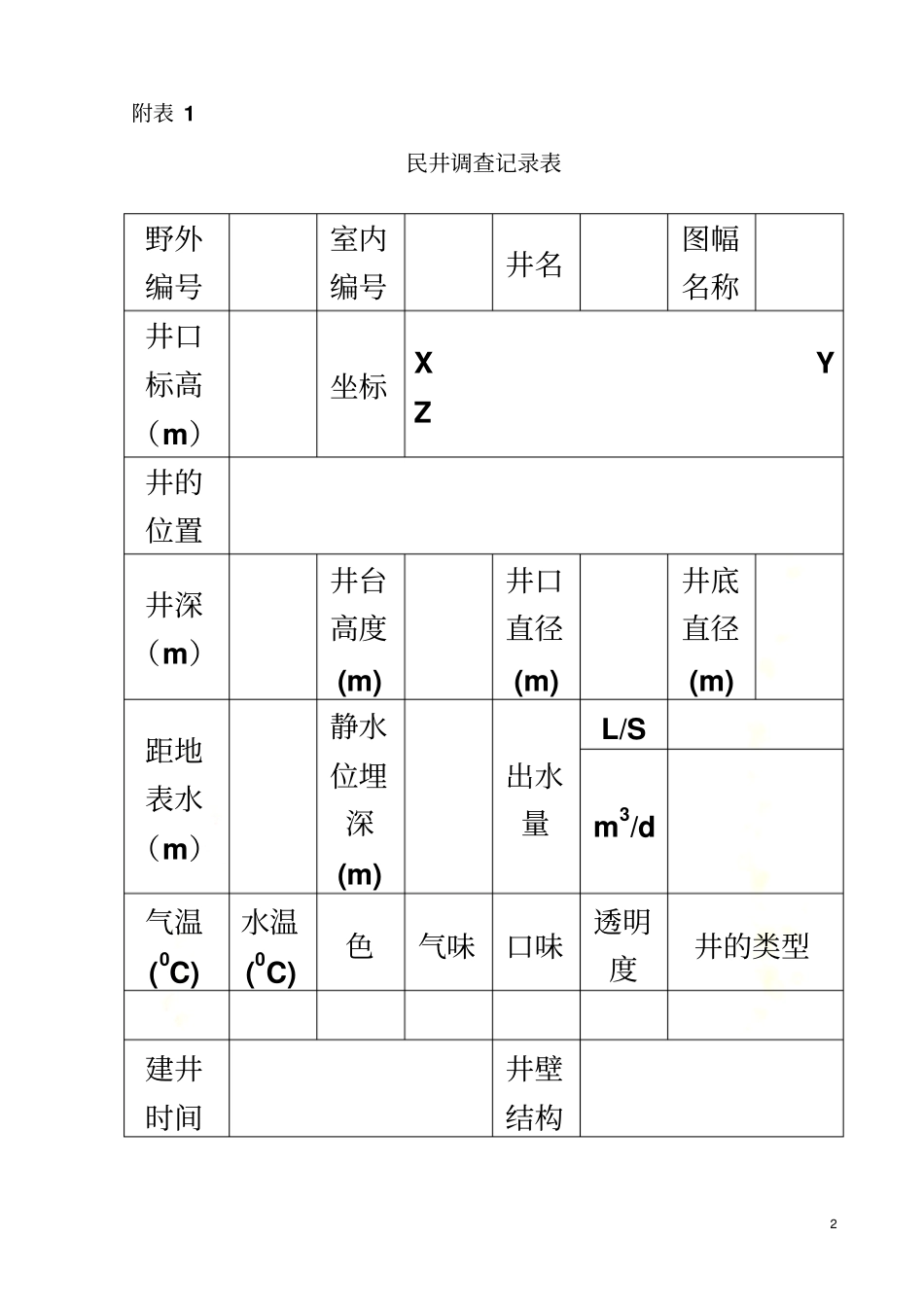 水工环地质野外调查表_第2页