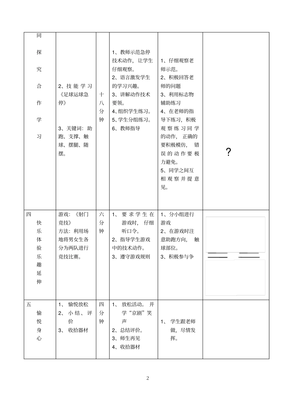 水平三小足球脚背正面射门教学设计_第3页