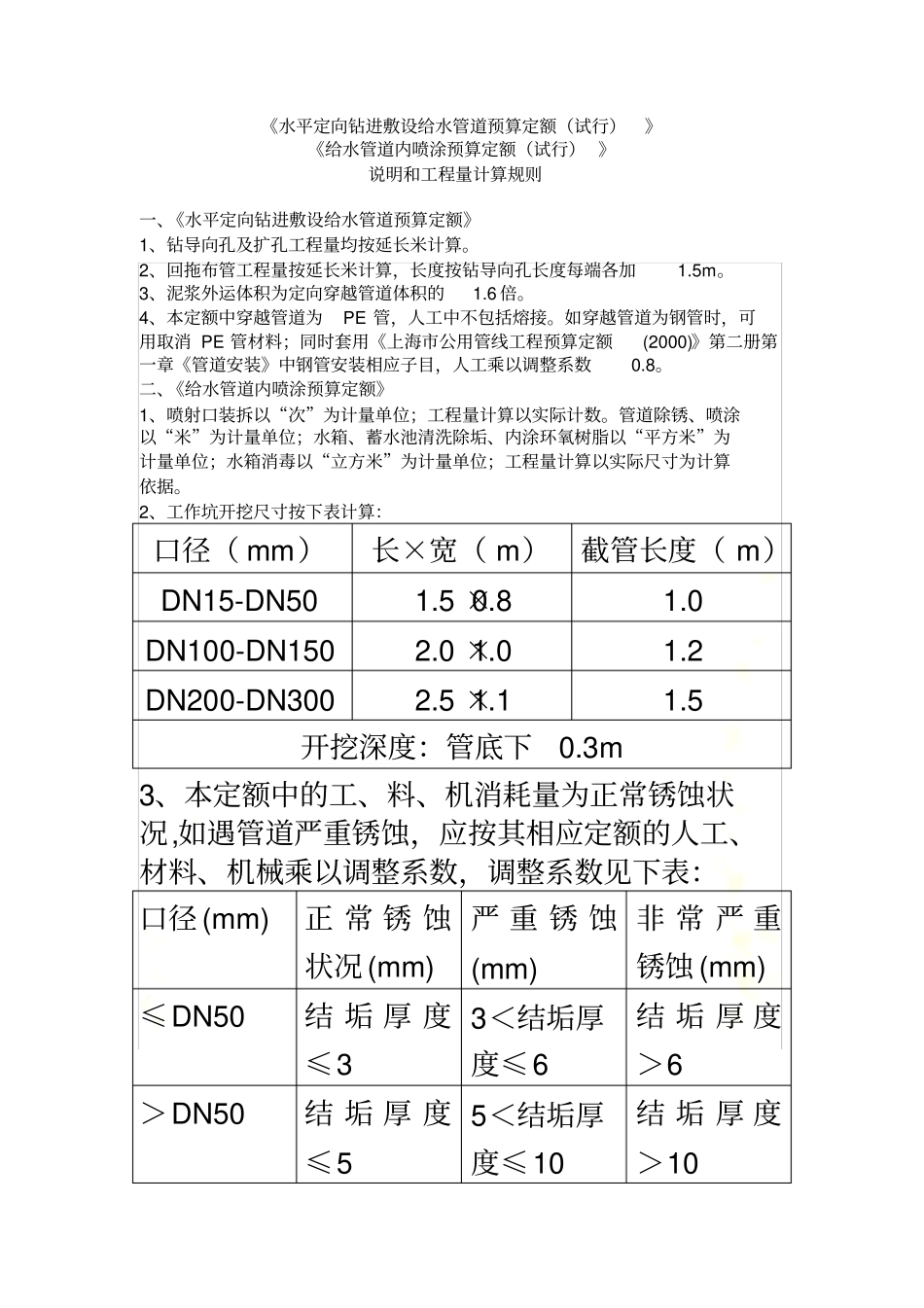 水平定向钻进敷设给水管道预算定额试行精_第2页