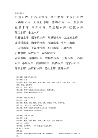 水库钓场详细资料