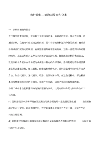 水性涂料—消泡剂简介和分类