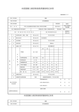 水泥混凝土路面检验批