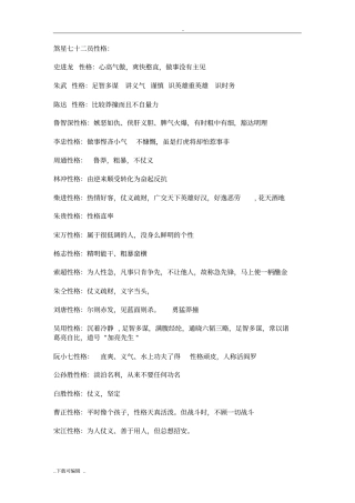 水浒传人物性格特征