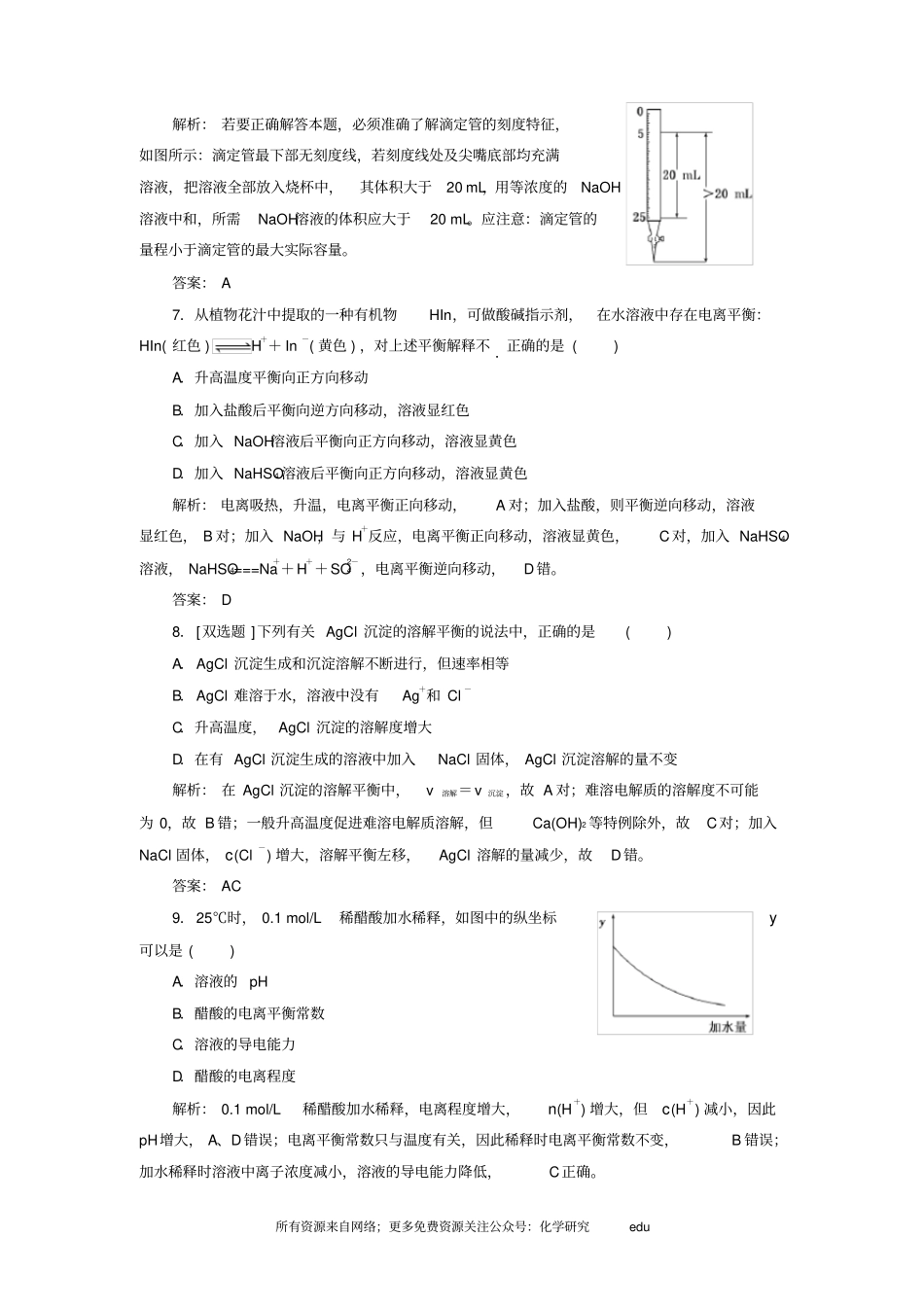 水溶液中的离子平衡单元检测及试题解析_第3页