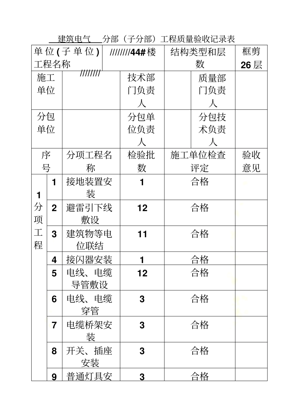 水电分部子分部工程质量验收记录表_第3页