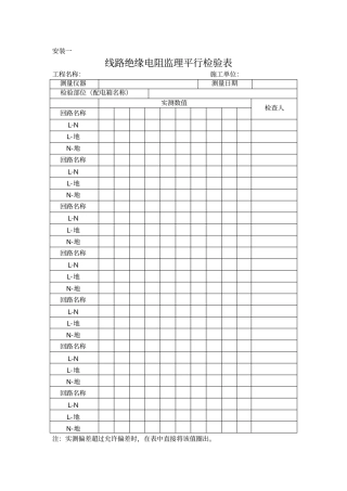 水电安装工程平行检查用表
