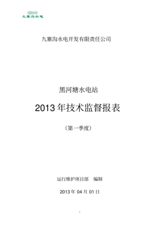 水电站xxxx年技术监督报表