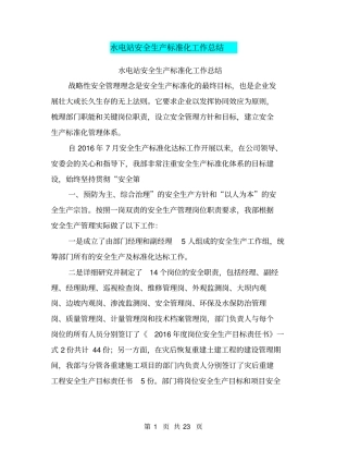 水电站安全生产标准化工作总结【可编辑版】