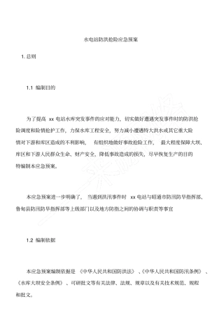 水电站防洪抢险应急预案