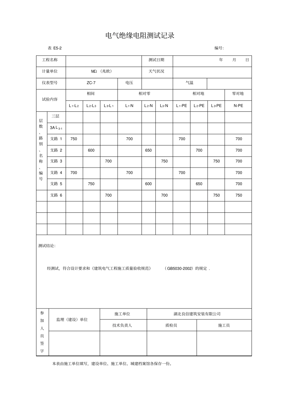 水电试验记录范文_第3页