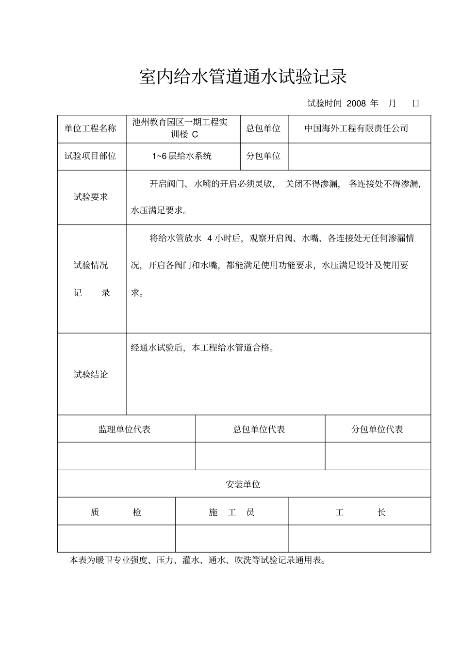 水电试验记录表格资料_第3页