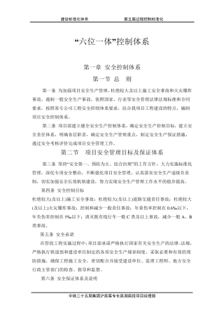 “六位一体”控制体系