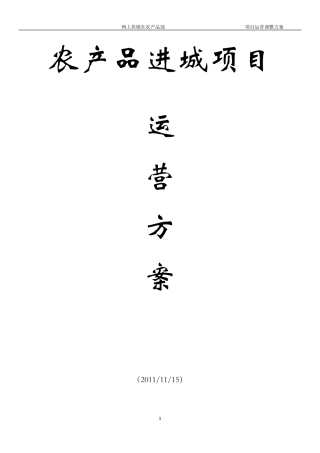 “农产品进城”项目运营方案