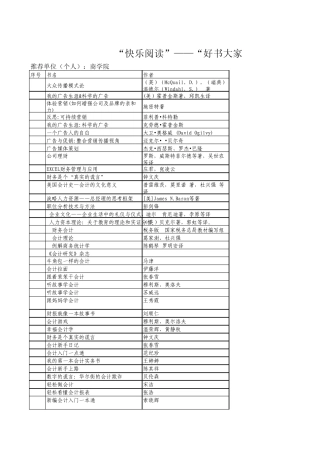 “快乐阅读”——“好书大家推”优秀图书汇总表1