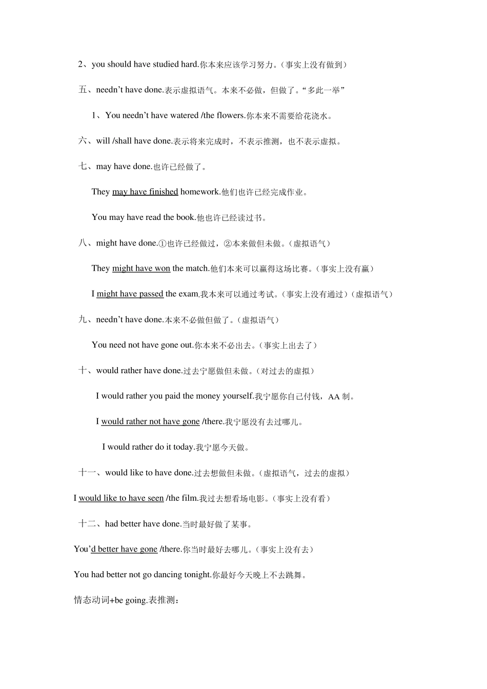 “情态动词+havedone”表推测一览表_第3页