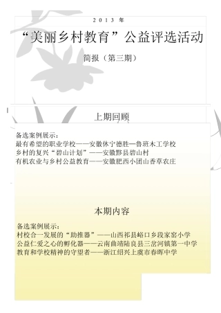“美丽乡村教育“公益评选活动简报