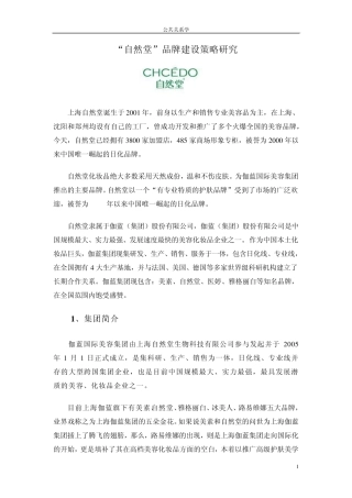 “自然堂”品牌建设