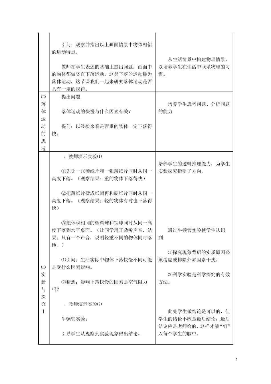 “自由落体运动”教学案例设计流程图_第2页