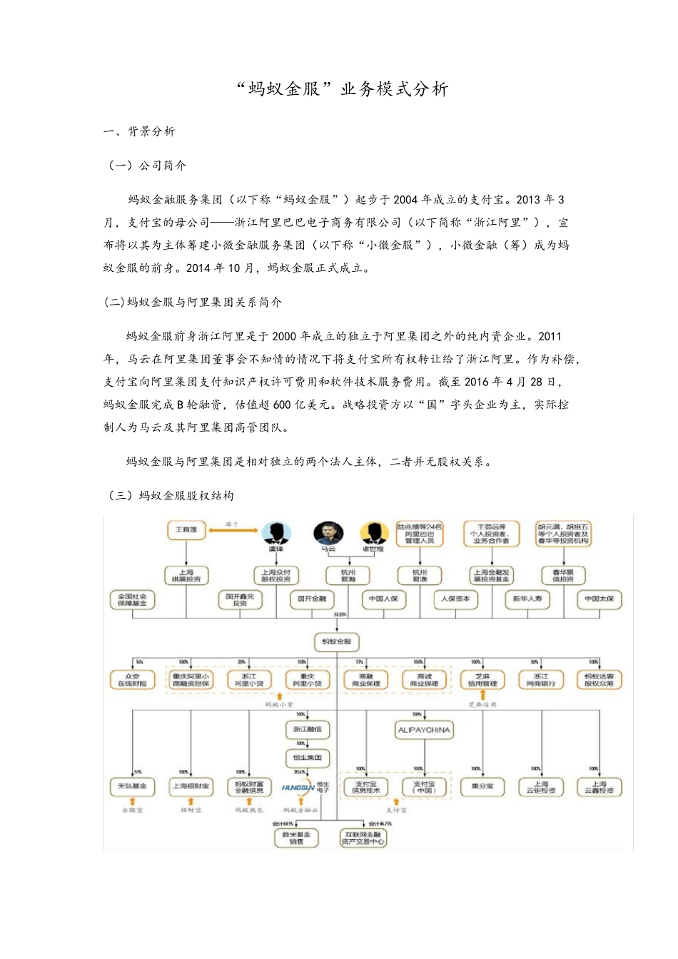 “蚂蚁金服”业务模式分析_第1页