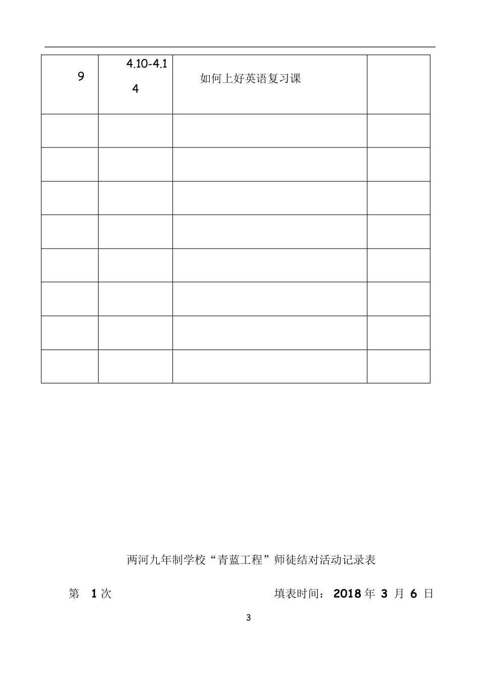 “青蓝工程”活动记录表_第3页