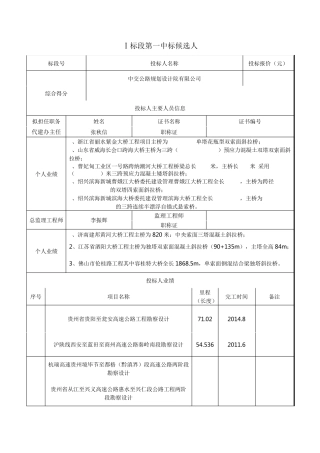 Ⅰ标段第一中标候选人
