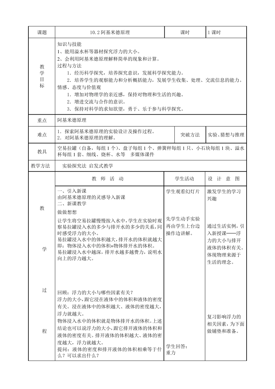 《10.2阿基米德原理》教学设计_第2页