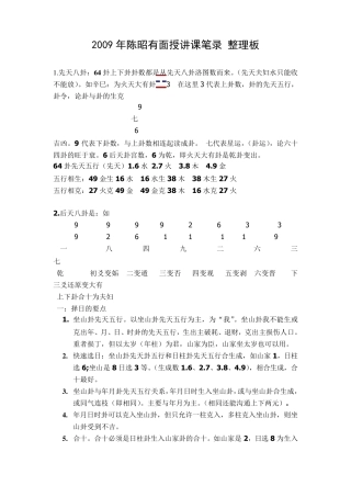 《2009年陈昭有面授讲课笔录》陈昭有