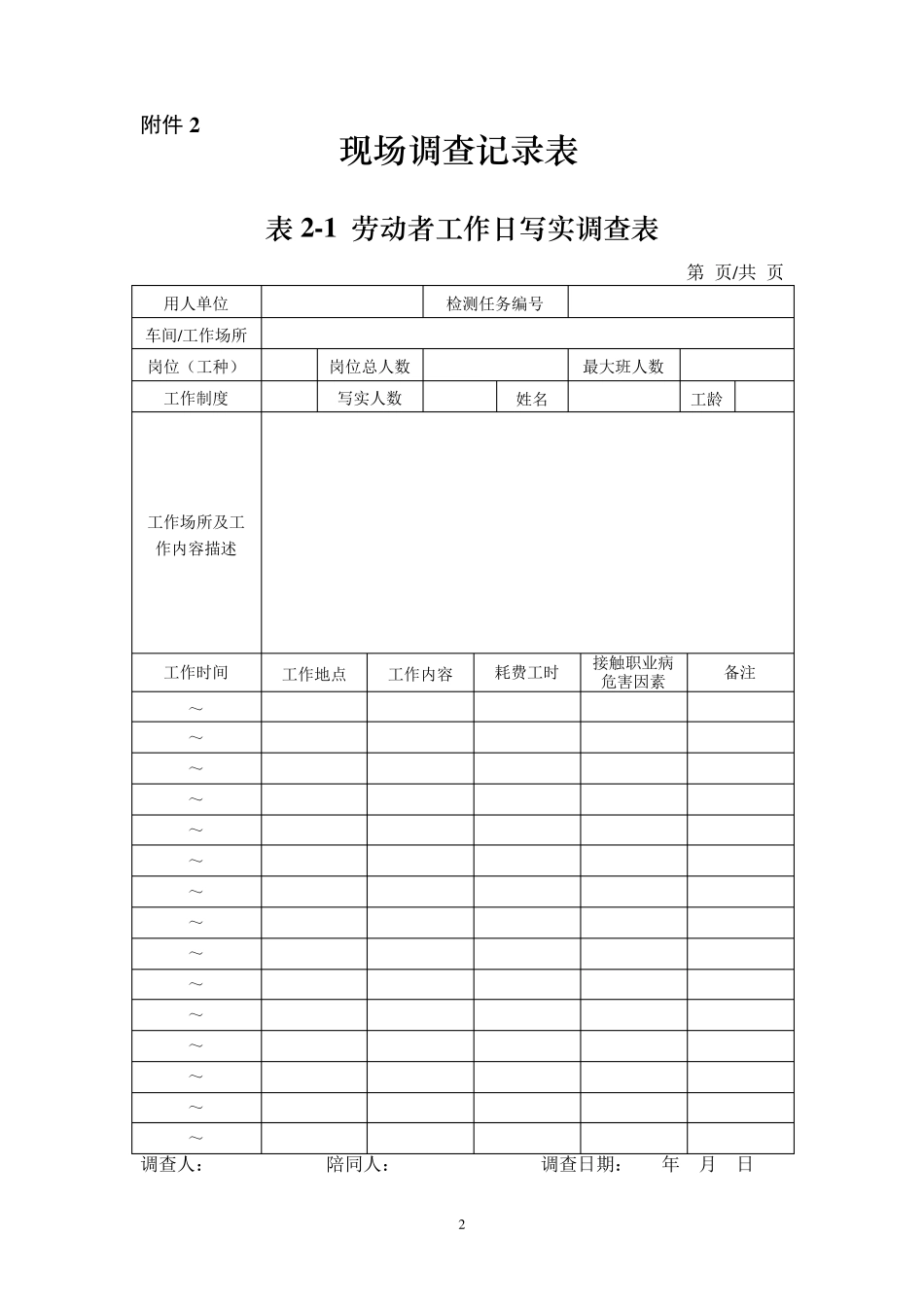 《2016年》职业病危害因素检测现场记录和检测报告WORD版_第2页
