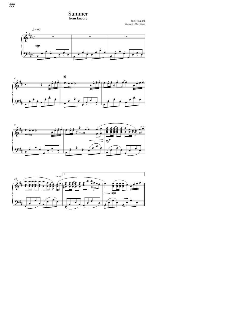 《encore》久石让十首完整原版钢琴谱!_第1页