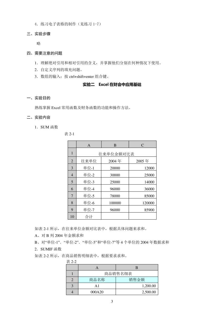 《Excel在会计中的应用》实验指导书(学生版)_第3页