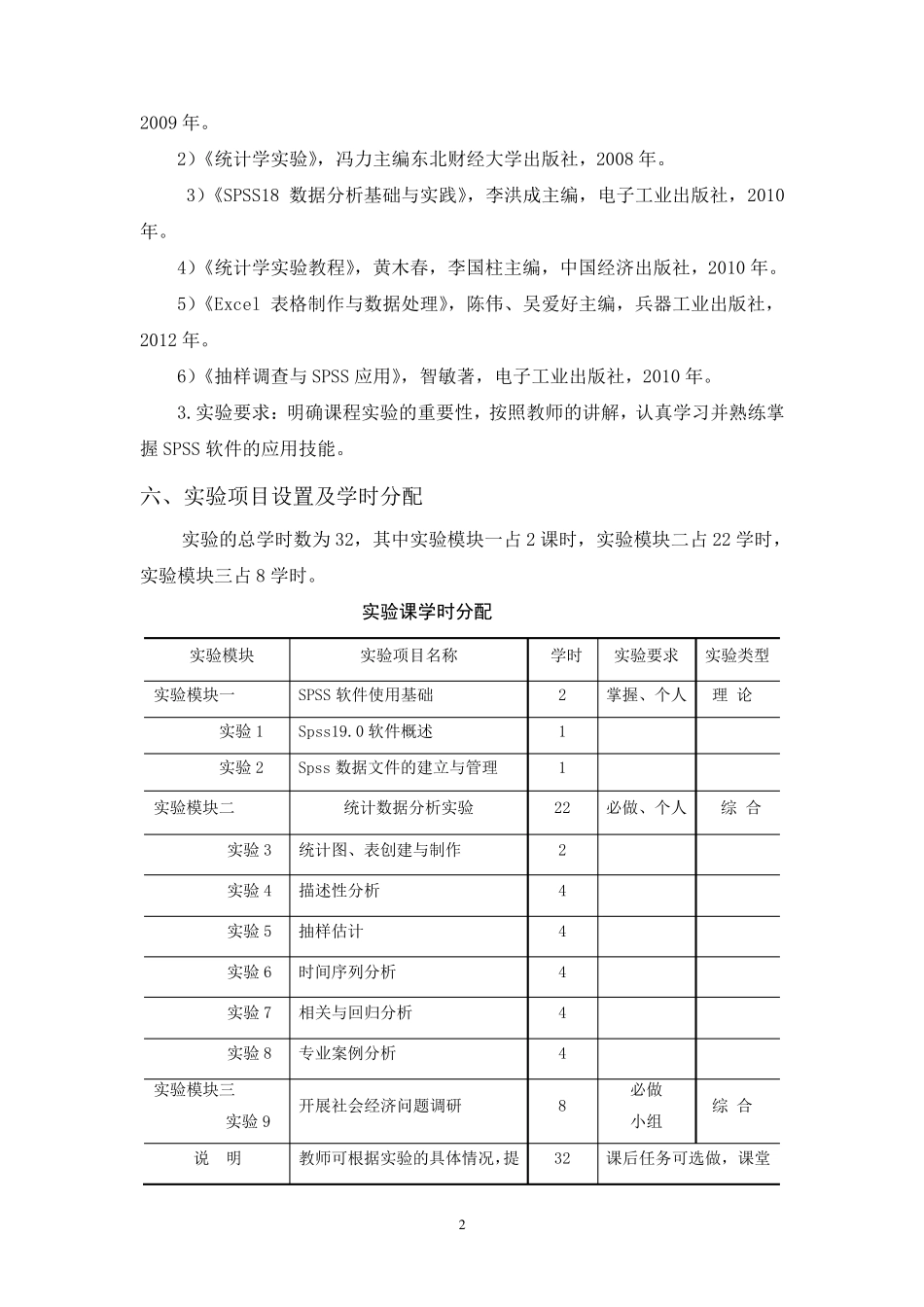 《SPSS统计软件应用》教学大纲_第2页