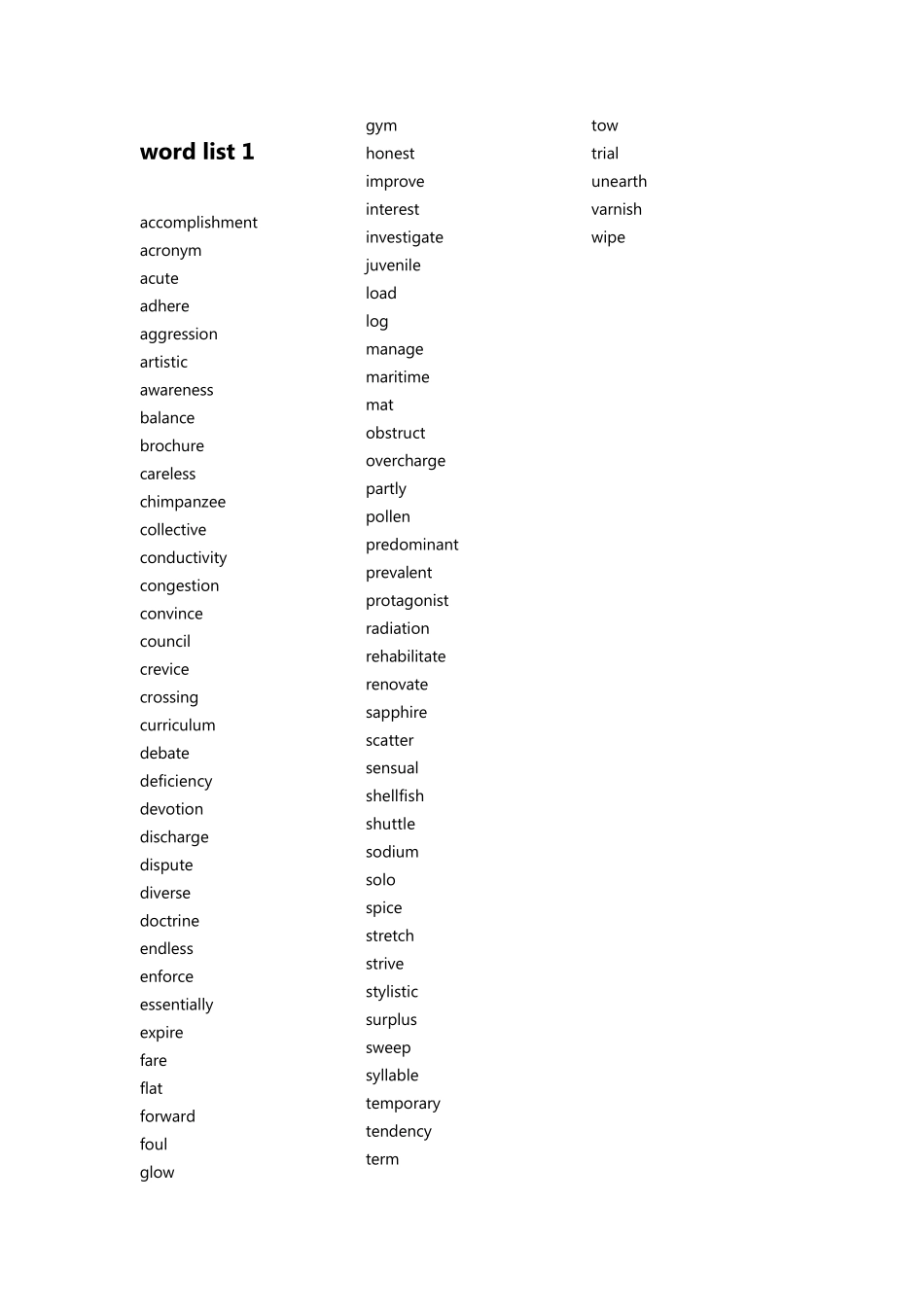 《TOEFL词汇词根+联想记忆法45天突破版》词汇表——按章节排列,无错版_第1页