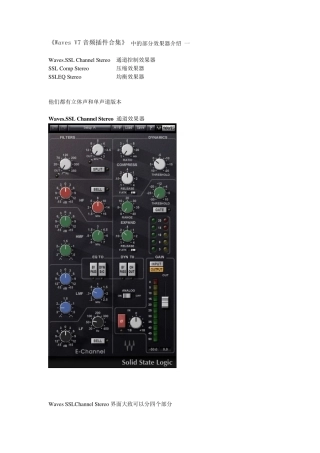 《WavesV7音频插件合集》中的部分效果器介绍一(又下载地址含注册机)
