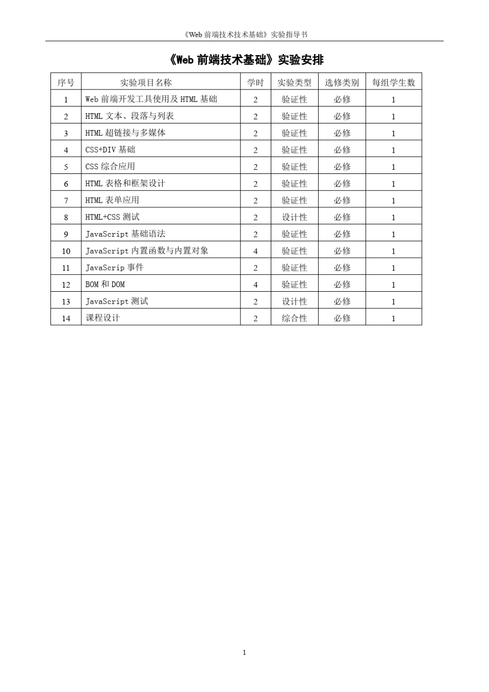 《Web前端技术技术基础》实验指导书_第1页