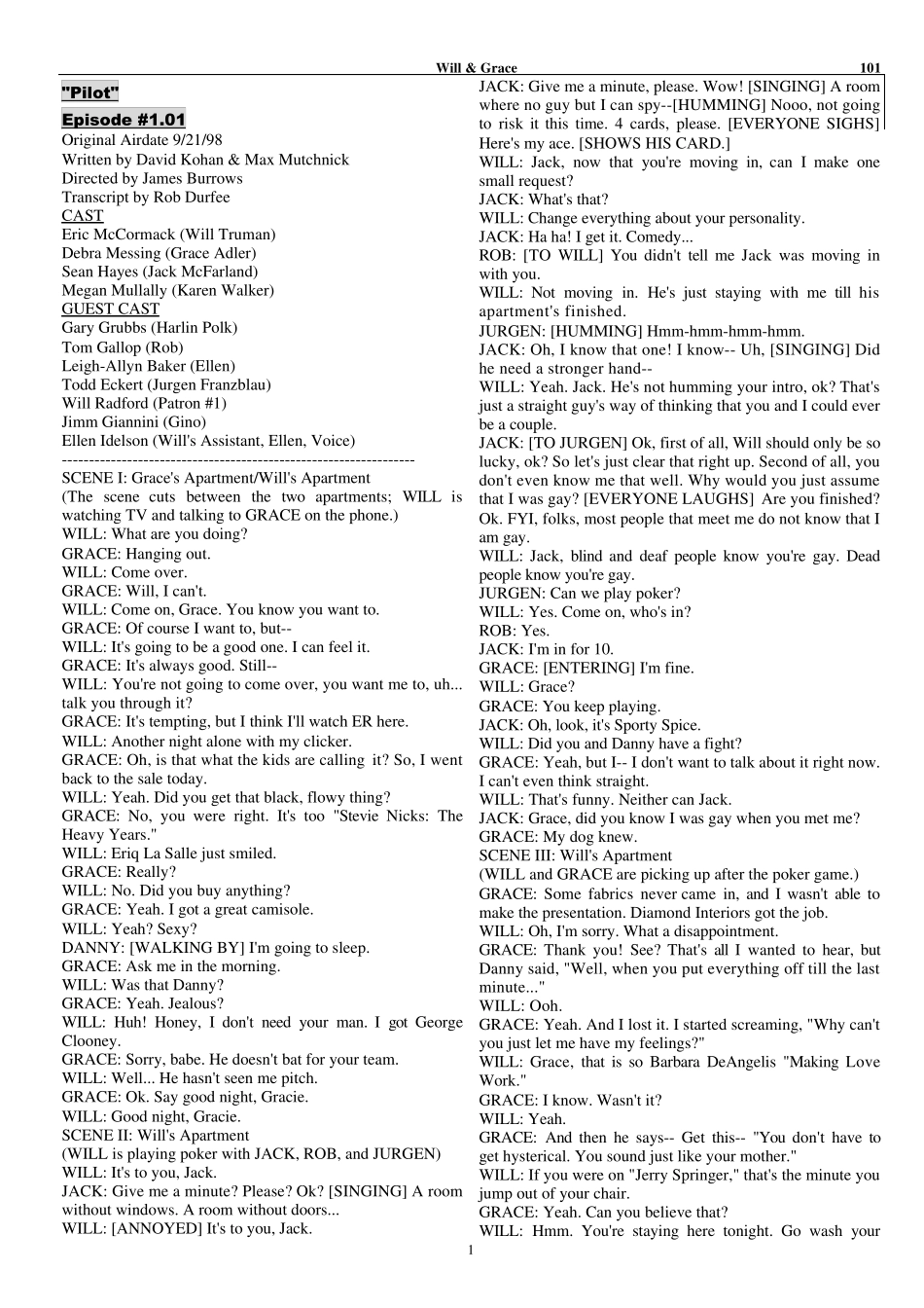 《WillandGrace威尔和格蕾丝》样张(剧本8季全只有5号字共910页按季分8本装订)_第2页