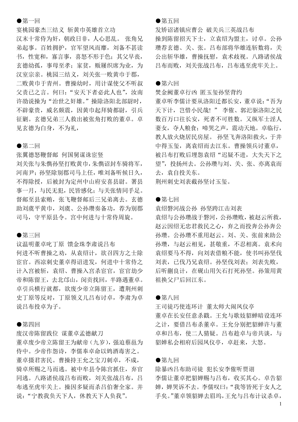 《三国演义》每回故事梗概三国梗概_第1页