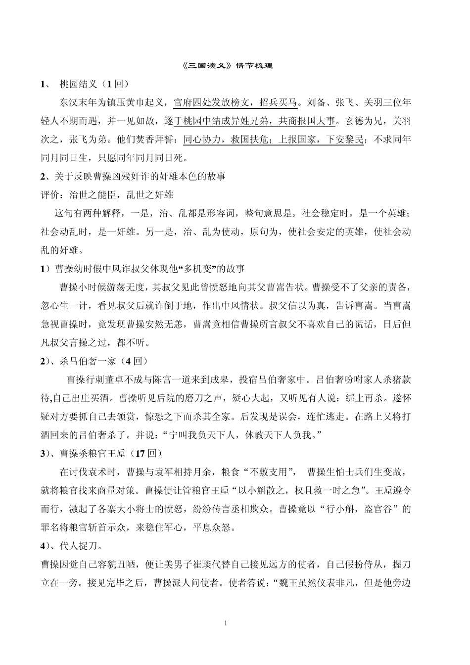 《三国演义》经典情节概括(好)_第1页