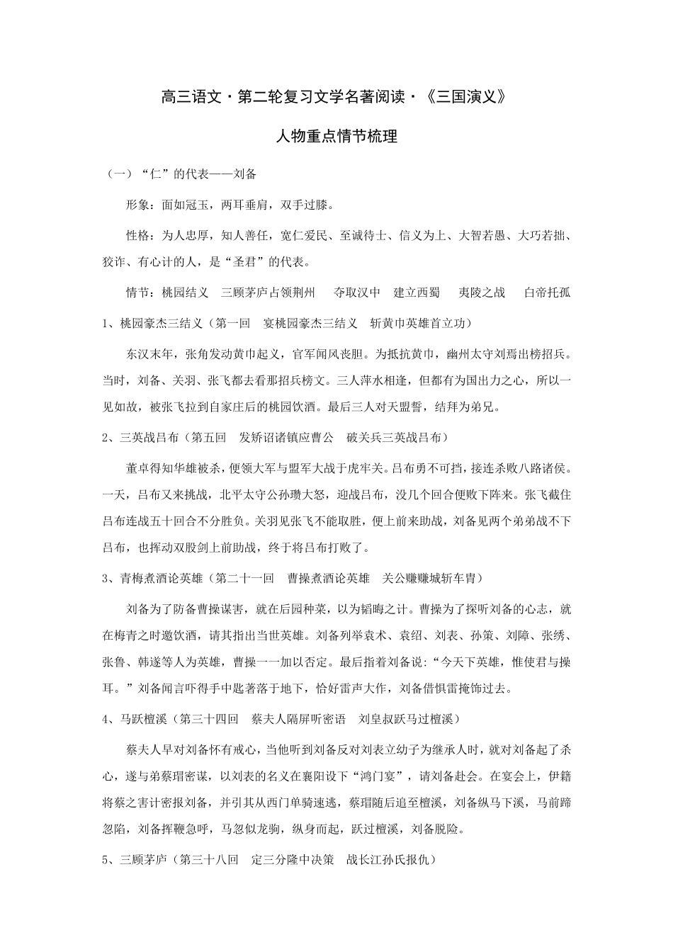 《三国演义》重点人物情节梳理_第1页